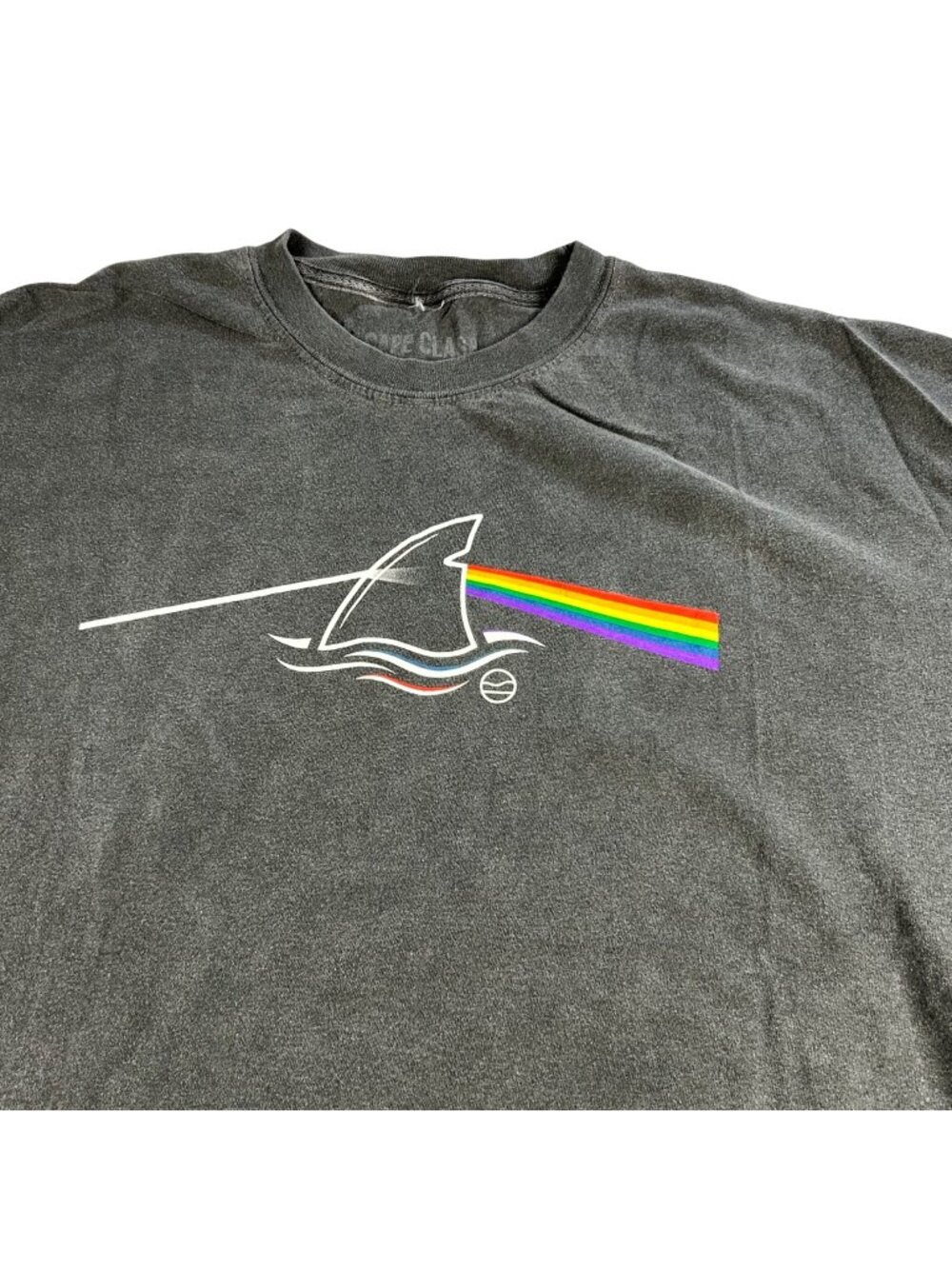 Cape Clasp Shark Rainbow T Shirt XXL Gray CC x AWSC Dark Side 100% Cotton Casual